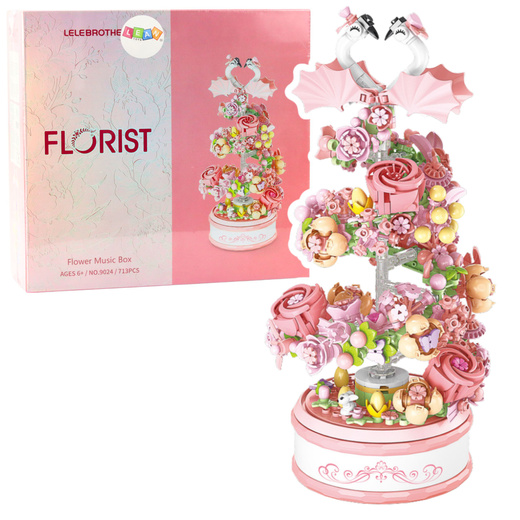 Klocki Konstrukcyjne Kompozycja Kwiatowa Florist Różowa 713 el. 