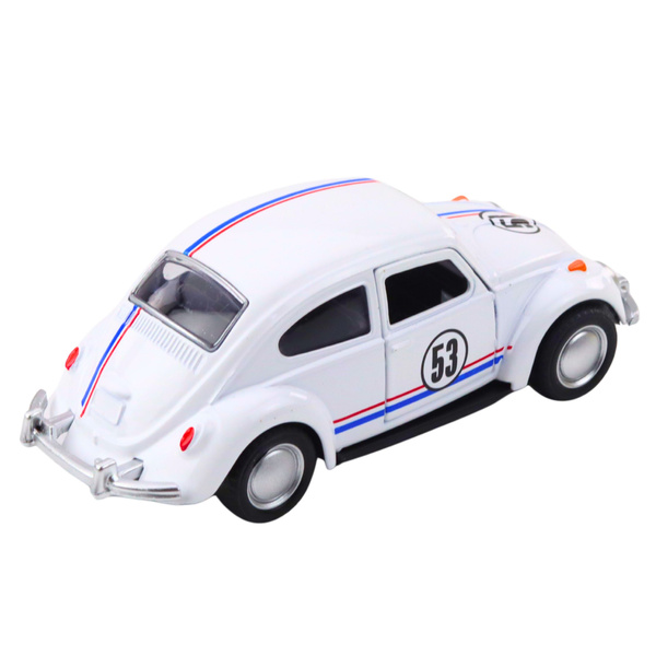 Samochód Klasyczny Garbus Metalowy Napęd Otwierane Drzwi Biały 1:32