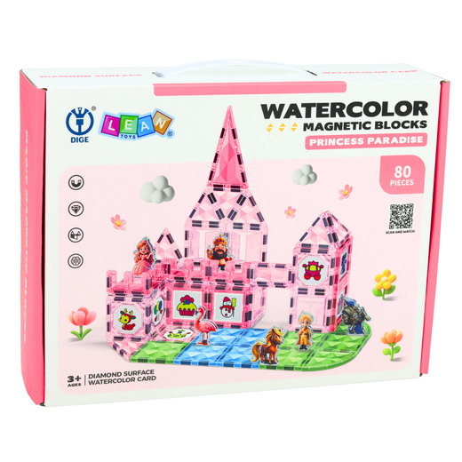 Klocki Magnetyczne Z Figurkami Farby Karty Do Malowania Różowe 80 el. 