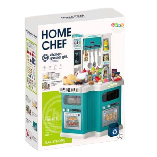 Duża Kuchnia Dla Dzieci Home Chef  Dźwięki Gotowania Akcesoria 109 el.