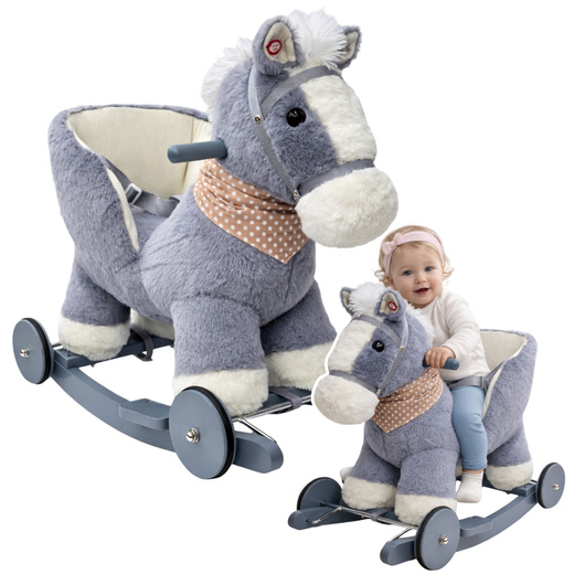 Koń Na Biegunach Jeżdzik 2w1 Bujak Osiołek Dla Malucha Szary