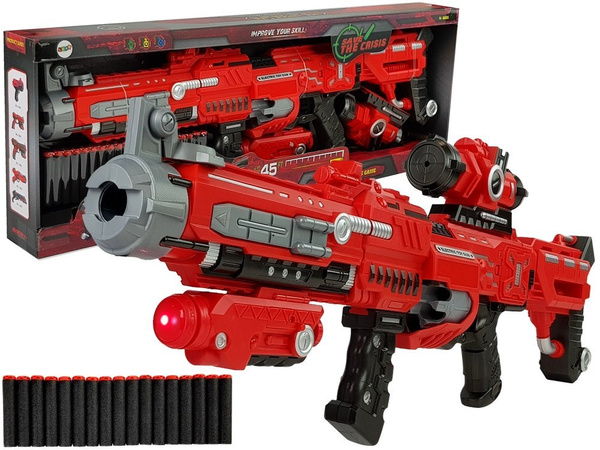 Duży Pistolet Na Piankowe Naboje Laser Celownik Dźwięk Zasięg 45 m  75 cm Długości 