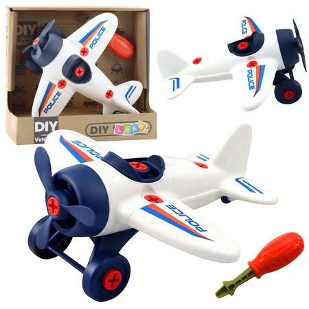 Zestaw Kreatywny DIY Samolot do Skręcania Policyjny Śrubokręt  