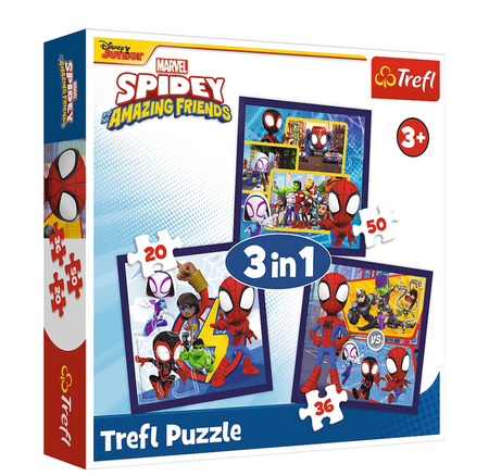 Puzzle - 3w1 (20, 36, 50) - Przygody Spideya i przyjaciół - Disney - Trefl 34892