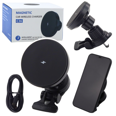 Uchwyt Samochodowy Magnetyczny Z Ładowarką Indukcyjną 15W 
