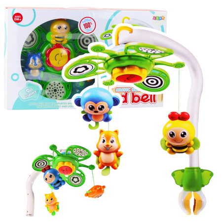 Karuzelka do Łóżeczka z Pozytywką Bed Bell Zawieszki Zwierzątka 2w1 