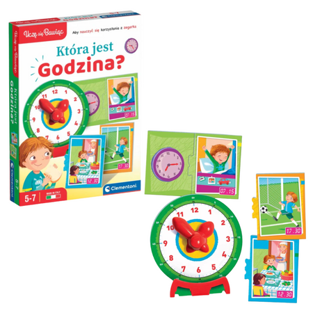 Gra edukacyjna Puzzle Która Jest Godzina? Zegarek Uczę się Bawiąc Język Polski Clementoni 50771