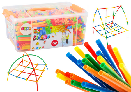 Zestaw Słomek Do Konstrukcji 3D W Pudełku Kolorowe 800 El 