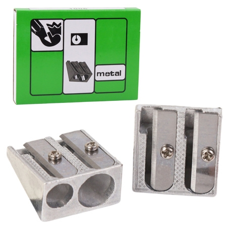 Temperówka Strugaczka Metalowa Podwójna Do Grubych i Cienkich Kredek 