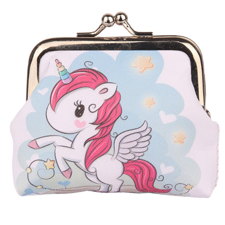Portfelik Dziecięcy Jednorożec Gwiazdki Metalowy Zatrzask 10x9cm 