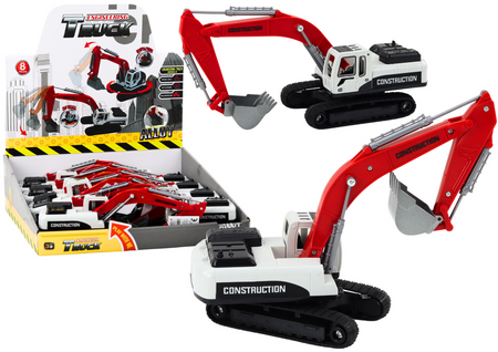 Koparka Gąsienicowa Biało-Czerwona Metalowa Łyżka 