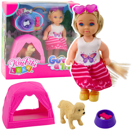 Zestaw Mini Laleczka Z Pieskiem Namiotem I Akcesoriami