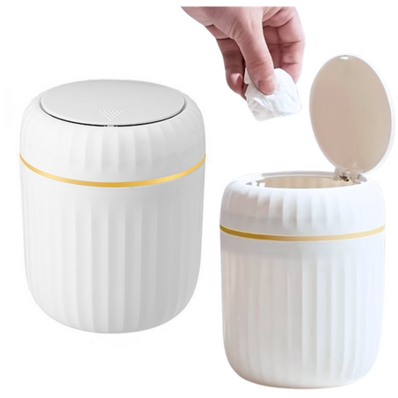 Mini Kosz Na Śmieci Otwierana Pokrywa Uniwersalny Elegancki Biały