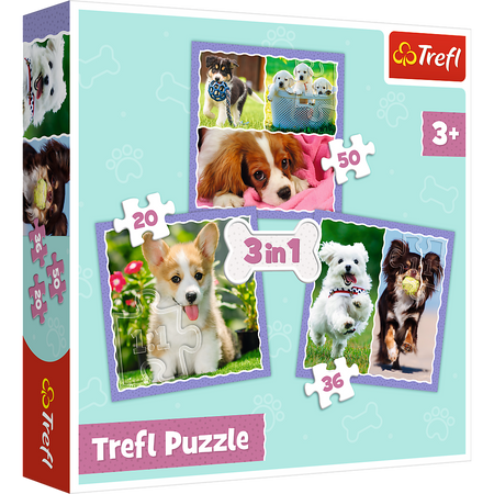 Puzzle - 3w1 (20, 36, 50) - Urocze pieski - Trefl 34854