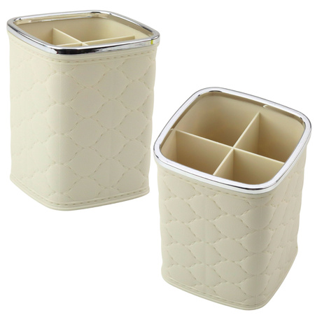 Organizer Pojemnik Na Pędzle Cztery Przegrody Biały 12 x 9,5cm 