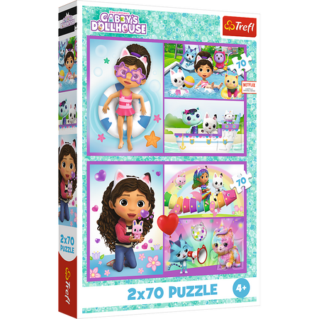 Puzzle - 2x70 - Baw się z Gabby - Koci Domek Gabi - Trefl 34438