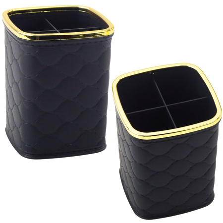 Organizer Pojemnik Na Pędzle Cztery Przegrody Czarny 12 x 9,5cm 