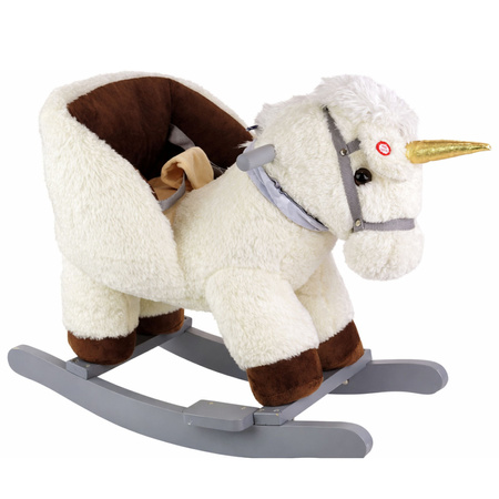 Koń Jednorożec Na Biegunach Bujak Dla Malucha Biały Beżowy  