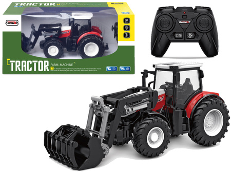 Traktor  Czerwony Zdalnie Sterowany 2,4 G Ruchoma Łyżka 1:24 