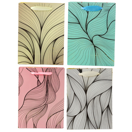 Torba Prezentowa Falisty Złoty Wzór Mix Kolor 23 x 18 x 10 cm 