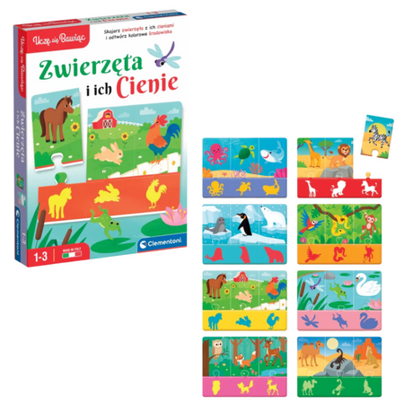 Puzzle Zwierzęta i Ich Cienie Uczę się Bawiąc Język Polski Clementoni 50762