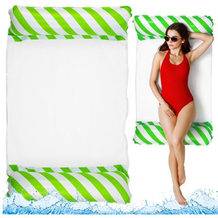 Dmuchany Hamak Wodny Materac Leżak Biało-Zielony 120x70cm 