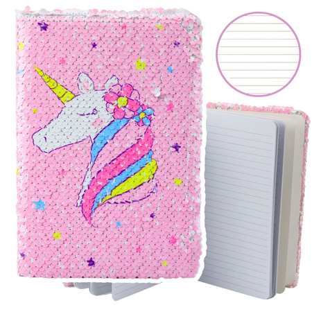  Zeszyt Notatnik W Linie Cekiny Dwukolorowe Jednorożec A5 80 Kartek 