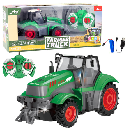 Ciągnik Traktor Rolniczy Zdalnie Sterowany RC Zielony 1:24 
