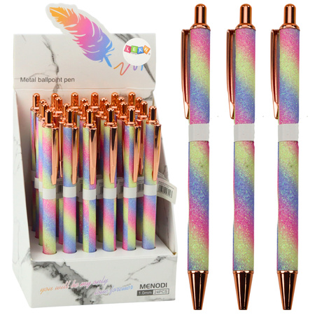 Długopis Metalowy Automatyczny Brokatowy Niebieski Tusz 1.0mm