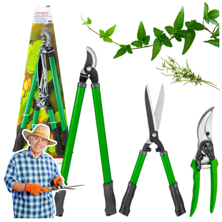 Zestaw Sekatorów Ogrodowych Do Gałęzi Żywopłotu Etui 3szt. 