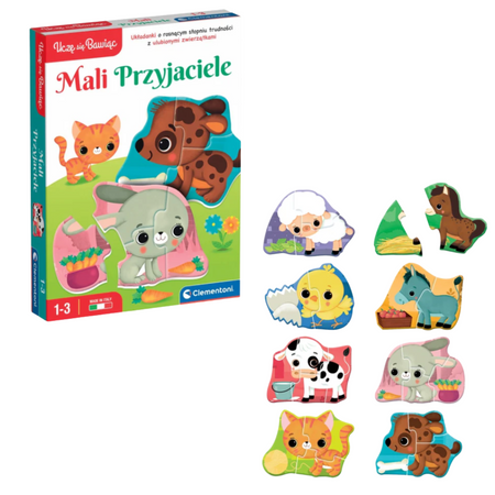 Puzzle Mali Przyjaciele Zwierzątka Farma Uczę się Bawiąc Język Polski Clementoni 50761