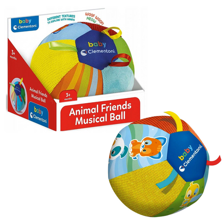Muzyczna Kolorowa Piłka Zwierzątka Miękka Clementoni 17475