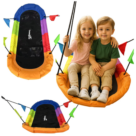 Huśtawka Ogrodowa Bocianie Gniazdo Prostokątna Kolorowa 167 x 75cm 