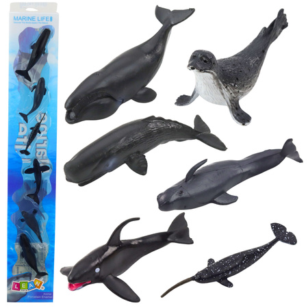 Zestaw Mini Figurek Zwierzęta Morskie Ssaki Orka Fotka Delfin 6-8cm 6szt