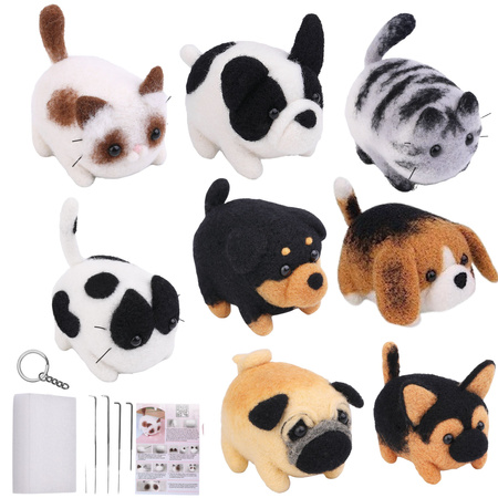 Zestaw Kreatywny Do Filcowania DIY Wełna Czesankowa Pies Kot Mix 