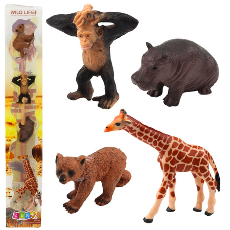 Zestaw Mini Figurki Dzikie Zwierzęta Szympans Żyrafa 6-9cm 4szt