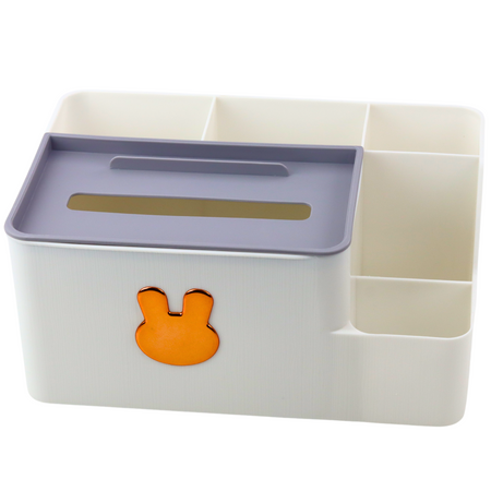 Organizer Na Biurko Z Pudełkiem Na Chusteczki Złoty Królik Biały 