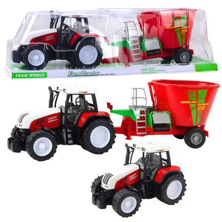 Traktor Rolniczy Farmerski Z Przyczepą Mieszalnik Paszy Czerwony 60cm 