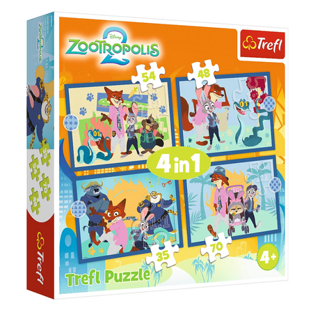 Puzzle - 4w1 (35, 48, 54, 70) - Zootopia pełna przygód - Disney Zwierzogród 2 - Trefl 34677