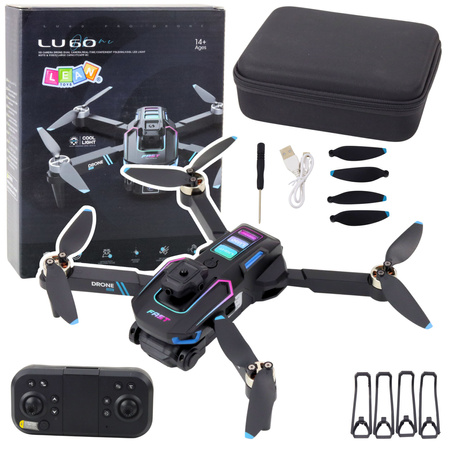 Dron LU60 Podwójna Kamera HD Światła LED Aplikacja Czarny 