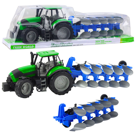Traktor Rolniczy Farmerski Z Pługiem Napęd Zielony 50cm 