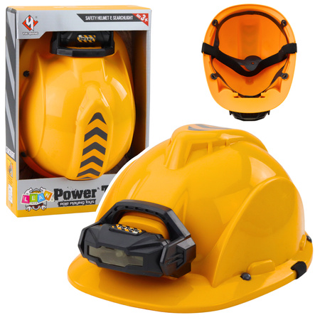 Kask Budowlany Dla Dzieci Z Latarką Czołową Opaska Pod Brodę Żółty