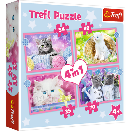 Puzzle - 4w1 (35, 48, 54, 70) - Zabawne kotki - Trefl 34396