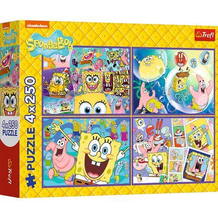 Puzzle - 4x250 - Szalony świat Sponge Boba Trefl 13342