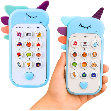 Dziecięcy Telefon Edukacyjny Światła Dźwięki Melodie Niebieski 