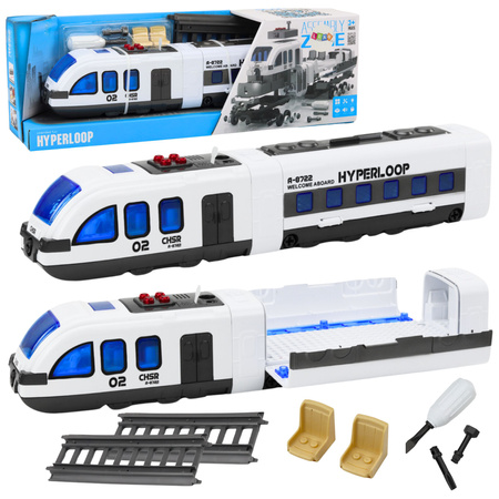 Pociąg Pasażerski Tory Do Skręcania Majsterkowania DIY Dźwięki Światła 