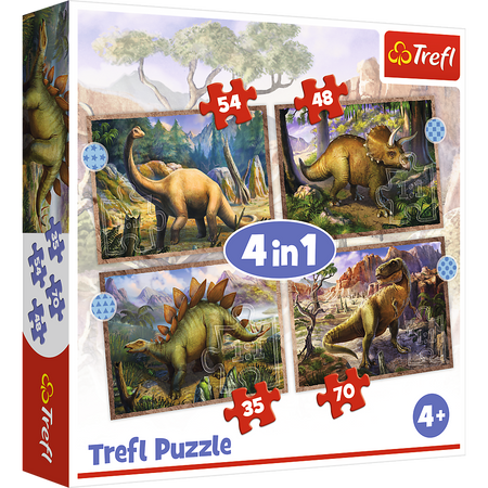 Puzzle - 4w1 - Ciekawe dinozaury / Trefl 34383