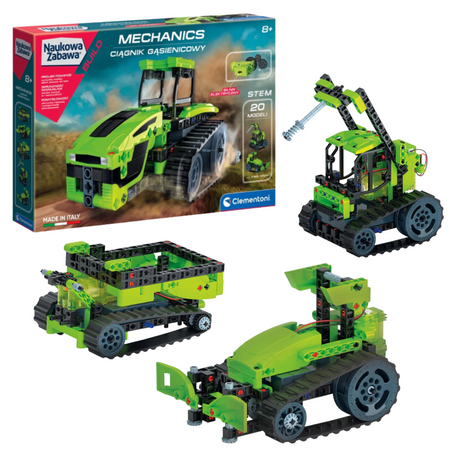 Naukowa Zabawa Klocki Laboratorium Mechaniki Ciągnik Gąsienicowy Silnik Elektryczny Język Polski Clementoni 50689