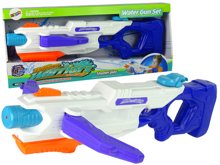 Pistolet na Wodę 1000ml Biało- Niebieski Rozkładane Ramię 60 cm Zasięg 8 m 