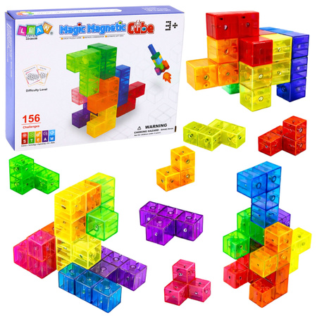 Klocki Magnetyczne Układanka Magic Cube 156 Kart Z Wyzwaniami 9 el. 